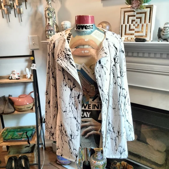 H by Halston marble print zip jacket top size 12 - Picture 3 of 8